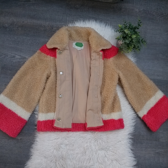 Pink and Tan Sherpa teddy coat by Anthropologie. - Picture 9 of 15